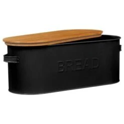 B&M The Organised Kitchen Bread Bin - Black -Coathr Shop 334654 russell hobbs oval bread bin with wooden lid grey 71