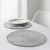 B&M Grey Round Pom Pom Placemats 4pk 2 B&M Grey Round Pom Pom Placemats 4pk -Coathr Shop 355688 4pk grey round placemats with pom poms