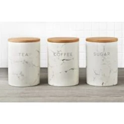 B&M Marble Effect Kitchen Canisters 3pc