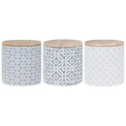 B&M Embossed Geometric Storage Canisters 3pc 10 B&M Embossed Geometric Storage Canisters 3pc -Coathr Shop 356821 storage canisters geo grey 3