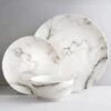 B&M White Marble Effect Dinner Set 12pc -Coathr Shop 357251 marble dinner set 12pk
