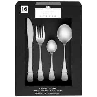 B&M Heart Embossed Cutlery Set 16pc 4 B&M Heart Embossed Cutlery Set 16pc - Image 2