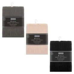 B&M Ribbed Tea Towels 4pk - Black -Coathr Shop 364862 364824 364863 4pk ribbed tea towels group