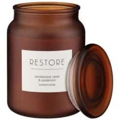 B&M Large Spa Scented Candle - Amber - Restore -Coathr Shop 368679 large spa candle restore 3
