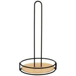 B&M Black & Wood Kitchen Roll Holder