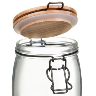 B&M Medium Bamboo Clip Lock Glass Jar 4 B&M Medium Bamboo Clip Lock Glass Jar - Image 2