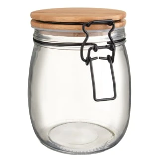 B&M Medium Bamboo Clip Lock Glass Jar 3 B&M Medium Bamboo Clip Lock Glass Jar