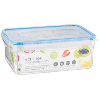B&M Clip Top Food Containers 4pk - Blue 4 B&M Clip Top Food Containers 4pk - Blue - Image 2