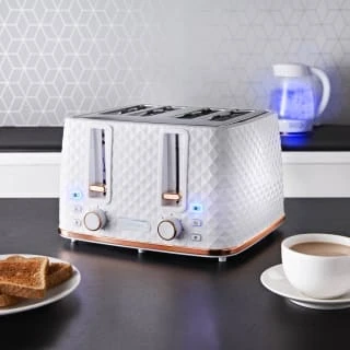 Goodmans Diamond 4 Slice Toaster - White & Rose Gold 4 Goodmans Diamond 4 Slice Toaster - White & Rose Gold - Image 2