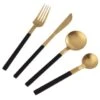 B&M Homestead Matte Black & Gold Cutlery Set 16pc -Coathr Shop 375296 homestead 16 piece black and gold cutlery 2