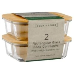 B&M Rectangular Glass Food Containers With Bamboo Lids 2pk 11 B&M Rectangular Glass Food Containers With Bamboo Lids 2pk -Coathr Shop 376824 2pk regular glass food containers1