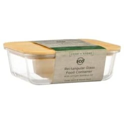 B&M Rectangular Glass Food Container With Bamboo Lid 9 B&M Rectangular Glass Food Container With Bamboo Lid -Coathr Shop 378623 regular glass food container 3