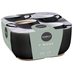 Simply Everyday Gloss Mugs 4pk - Black -Coathr Shop 380121 4pk simply everyday mugs black 2