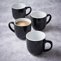 Simply Everyday Gloss Mugs 4pk - Black -Coathr Shop 380121 4pk simply everyday mugs black