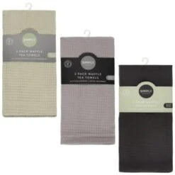 Simply Everyday Waffle Tea Towels 3pk - Grey -Coathr Shop 380223 380224 380225 3pk simply everyday waffle teal towels main