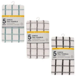 B&M Essentials Check Tea Towels - Black 5pk 9 B&M Essentials Check Tea Towels - Black 5pk -Coathr Shop 380235 5pk check tea towels main