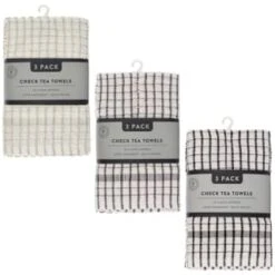 B&M Grey Check Tea Towels 3pk 11 B&M Grey Check Tea Towels 3pk -Coathr Shop 380305 380307 380309 3pk check tea towels main