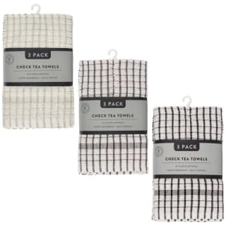 B&M Grey Check Tea Towels 3pk 7 B&M Grey Check Tea Towels 3pk - Image 5