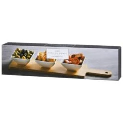 B&M Set Of 3 Serving Bowls With Bamboo Tray - Square -Coathr Shop 380368 3pk serving boards with bamboo tray square 3