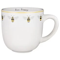 B&M Bee Happy Printed Mugs - 4pk -Coathr Shop 380506 4pk printed mugs bee happy white
