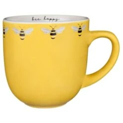 B&M Bee Happy Printed Mugs - 4pk -Coathr Shop 380506 4pk printed mugs bee happy yellow