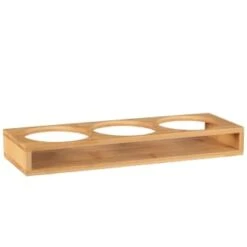 B&M Natural Home Glass Jars In Bamboo Stand 3pk -Coathr Shop 380530 3pk natural home glass jars in bamboo stand 5