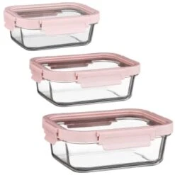 B&M Pink Glass Food Container - Large -Coathr Shop 380659 380660 380661 glass food container pink large