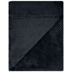 B&M Waffle Fleece Throw - Black -Coathr Shop 383147 supersoft waffle fleece throw black 3