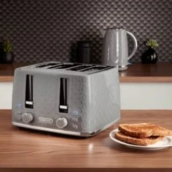 Goodmans Textured 4 Slice Toaster - Grey -Coathr Shop 386707 goodmans textured 4 slice toaster grey
