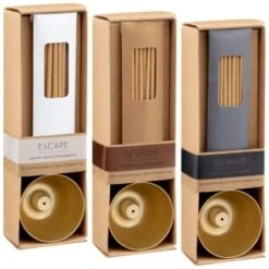 B&M Escape Incense Sticks & Holder - Mandarin, Lemon, Pink Grapefruit -Coathr Shop 387610 387611 387613 incense sticks and holder group