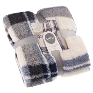 Simply Everyday Check Sherpa Throw - Navy 3 Simply Everyday Check Sherpa Throw - Navy