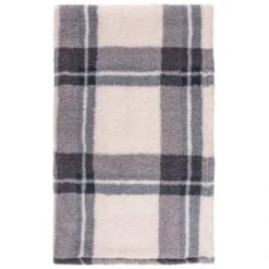 Simply Everyday Check Sherpa Throw - Grey -Coathr Shop 388697 grey check sherpa throw 2