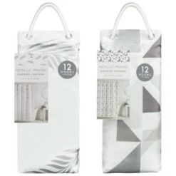 B&M Metallic Printed Shower Curtain - Silver Leaves -Coathr Shop 390584 printed shower curtain group