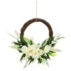 Bloom Wicker Floral Wreath - White -Coathr Shop 392815 27cm half wicker floral wreath with jute hoop hanger white