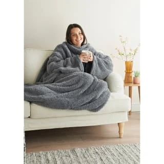 Home Essentials Teddy TV Blanket - Charcoal 7 Home Essentials Teddy TV Blanket - Charcoal - Image 5