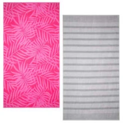 B&M Oversized Jacquard Beach Towel - Pink Tropical -Coathr Shop 393922 oversize jacquard beach towel group 2