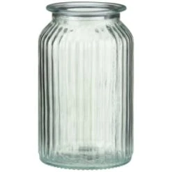 B&M Large Ribbed Glass Jar With Wooden Lid -Coathr Shop 394426 ribbed glass jar with wooden lid large 3
