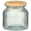 B&M Small Ribbed Glass Jar With Wooden Lid 2 B&M Small Ribbed Glass Jar With Wooden Lid -Coathr Shop 394427 ribbed glass jar with wooden lid small 2