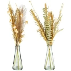 B&M Pampas & Leaf In Glass Vase -Coathr Shop 394707 pampas and leaf in glass vase group
