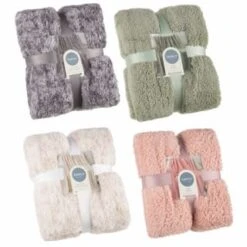 B&M Simply Two Tone Teddy Throw - Blush -Coathr Shop 394924 394926 394927 394928 simply plain teddy throw group 2