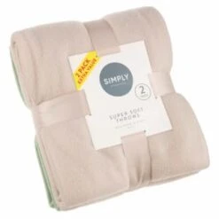 Simply Sage & Oatmeal Polar Fleece Throw 2pk