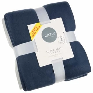 Simply Navy & Grey Polar Fleece Throw 2pk 2 Simply Navy & Grey Polar Fleece Throw 2pk