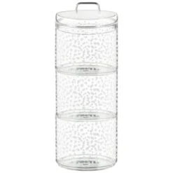 B&M Printed Glass Stackable Storage Jars 3pc - White -Coathr Shop 396484 3pk printed glass stackable storage jars white 4