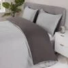 Simply Everyday Reversible King Duvet Set With Pipe - Grey & Charcoal