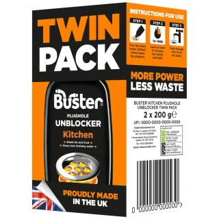 B&M Buster Twin Pack Kitchen Plughole Unblocker 2 X 200g 3 B&M Buster Twin Pack Kitchen Plughole Unblocker 2 X 200g