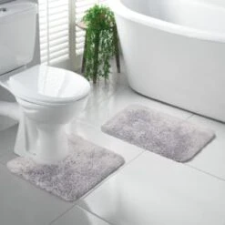 Grey - Tufted Pedestal Mat -Coathr Shop 400281 400286 tufted bath and ped mat grey 2