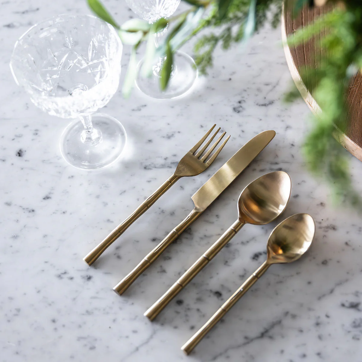 Coathr Shop -Coathr Shop Bamboo Cutlery Set Of 16 Gold CUTF001080 2